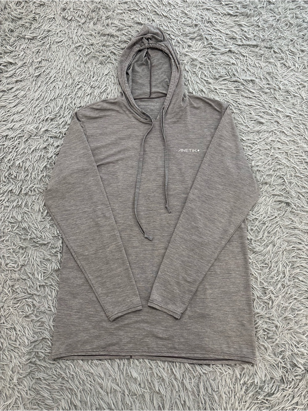 ANETIK Mens Gray Premium Performance Hoodie Fishing Size XL VINT UV Tech UPF 30+